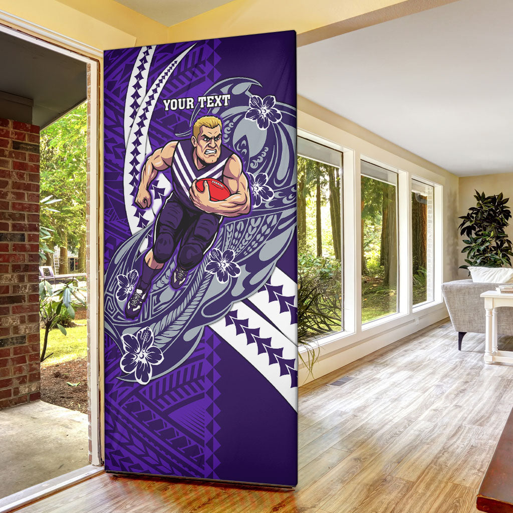 Personalized Fremantle Dockers Door Cover Polynesian Tribal Freo Mascot With Hibiscus Floral Art