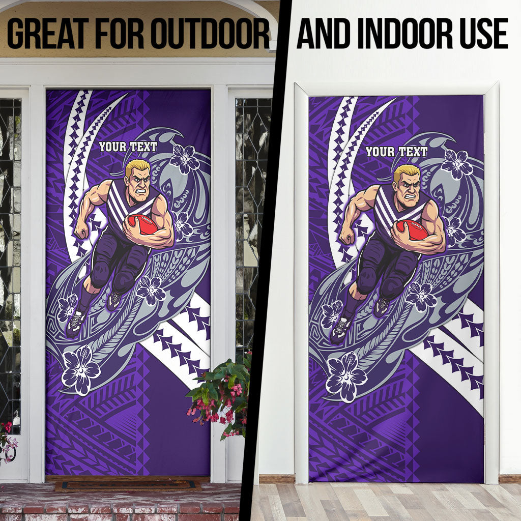 Personalized Fremantle Dockers Door Cover Polynesian Tribal Freo Mascot With Hibiscus Floral Art