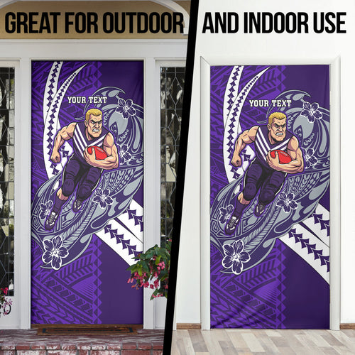 Personalized Fremantle Dockers Door Cover Polynesian Tribal Freo Mascot With Hibiscus Floral Art