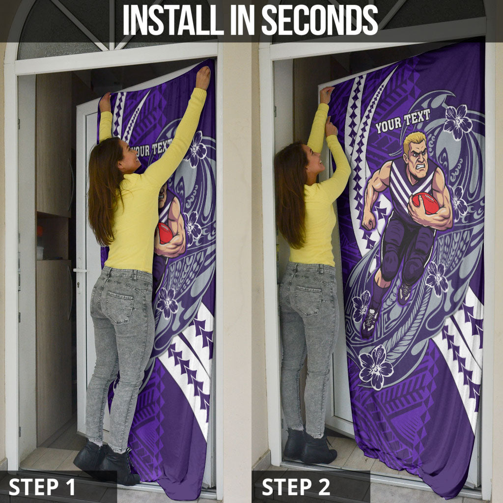 Personalized Fremantle Dockers Door Cover Polynesian Tribal Freo Mascot With Hibiscus Floral Art
