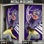 Personalized Fremantle Dockers Door Cover Polynesian Tribal Freo Mascot With Hibiscus Floral Art