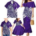 Personalized Fremantle Dockers Family Matching Mermaid Dress and Hawaiian Shirt Polynesian Tribal Freo Mascot With Hibiscus Floral Art