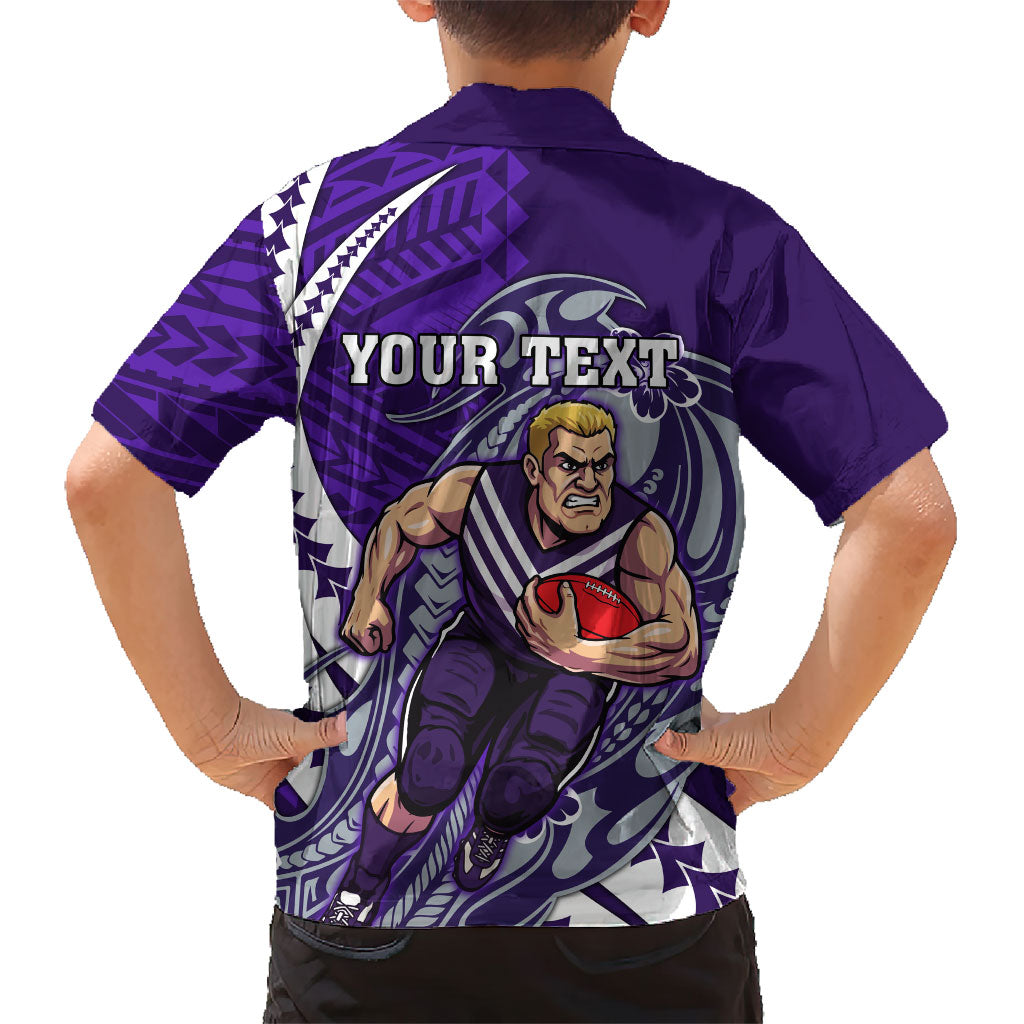 Personalized Fremantle Dockers Family Matching Off The Shoulder Long Sleeve Dress and Hawaiian Shirt Polynesian Tribal Freo Mascot With Hibiscus Floral Art
