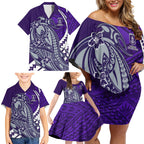 Personalized Fremantle Dockers Family Matching Off Shoulder Short Dress and Hawaiian Shirt Polynesian Tribal Freo Mascot With Hibiscus Floral Art