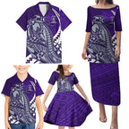 Personalized Fremantle Dockers Family Matching Puletasi and Hawaiian Shirt Polynesian Tribal Freo Mascot With Hibiscus Floral Art