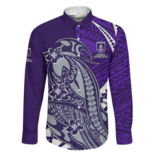 Personalized Fremantle Dockers Family Matching Puletasi and Hawaiian Shirt Polynesian Tribal Freo Mascot With Hibiscus Floral Art