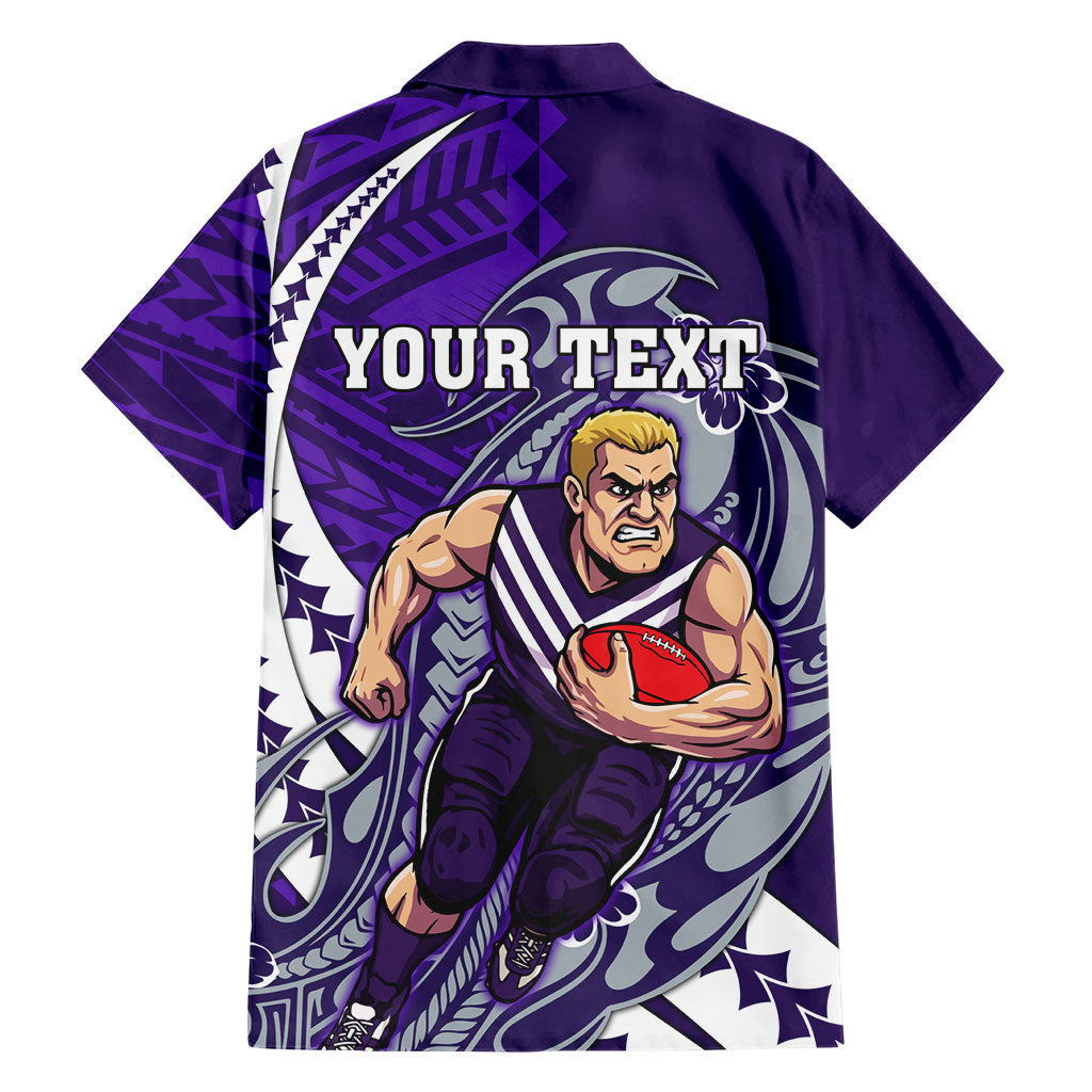 Personalized Fremantle Dockers Family Matching Short Sleeve Bodycon Dress and Hawaiian Shirt Polynesian Tribal Freo Mascot With Hibiscus Floral Art