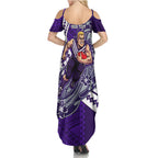 Personalized Fremantle Dockers Family Matching Summer Maxi Dress and Hawaiian Shirt Polynesian Tribal Freo Mascot With Hibiscus Floral Art