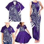 Personalized Fremantle Dockers Family Matching Tank Maxi Dress and Hawaiian Shirt Polynesian Tribal Freo Mascot With Hibiscus Floral Art