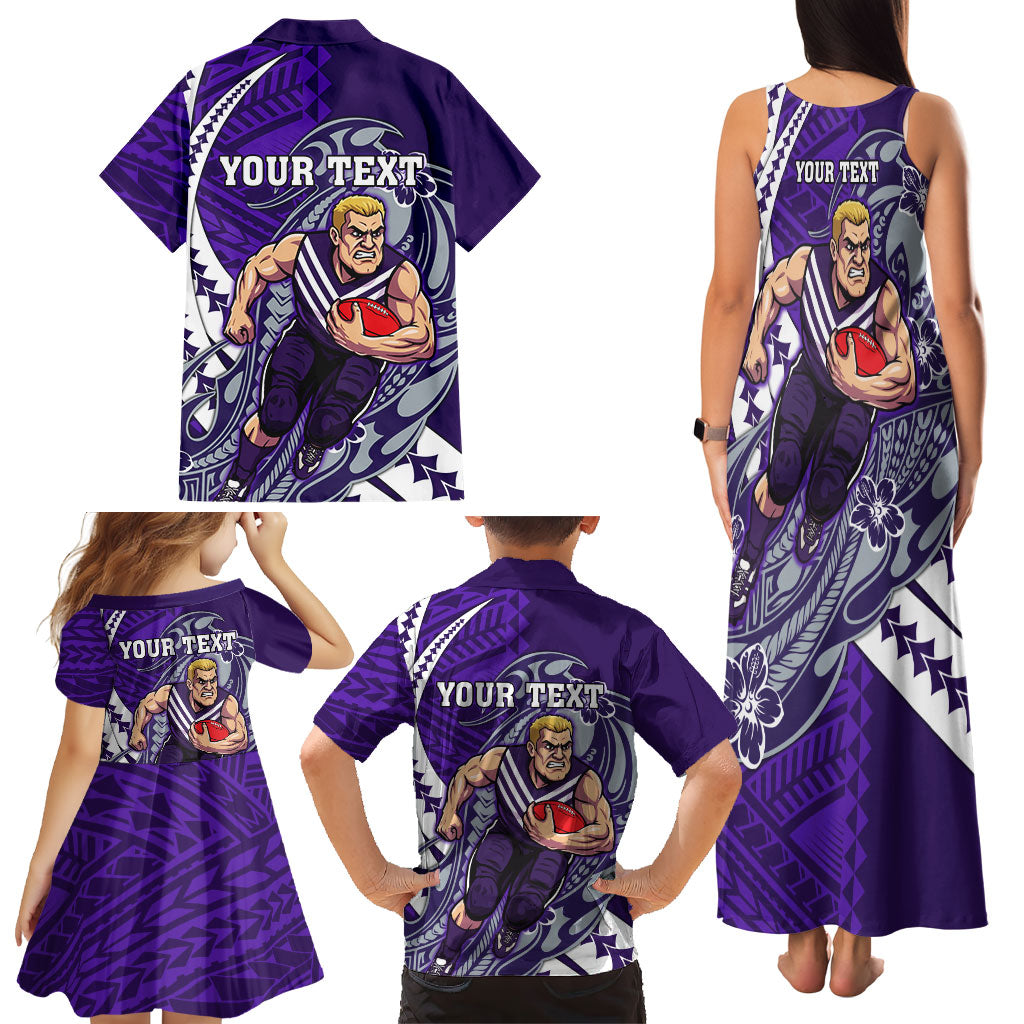 Personalized Fremantle Dockers Family Matching Tank Maxi Dress and Hawaiian Shirt Polynesian Tribal Freo Mascot With Hibiscus Floral Art