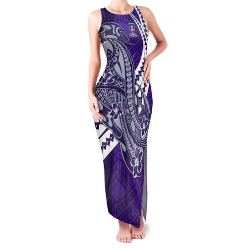 Personalized Fremantle Dockers Family Matching Tank Maxi Dress and Hawaiian Shirt Polynesian Tribal Freo Mascot With Hibiscus Floral Art