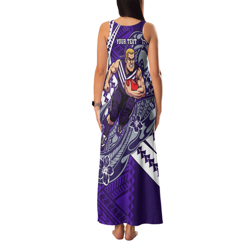 Personalized Fremantle Dockers Family Matching Tank Maxi Dress and Hawaiian Shirt Polynesian Tribal Freo Mascot With Hibiscus Floral Art