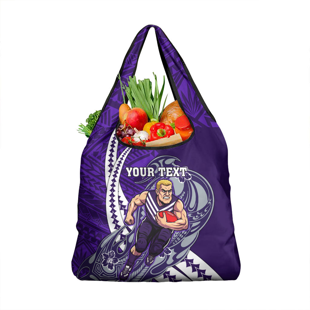 Personalized Fremantle Dockers Grocery Bag Polynesian Tribal Freo Mascot With Hibiscus Floral Art