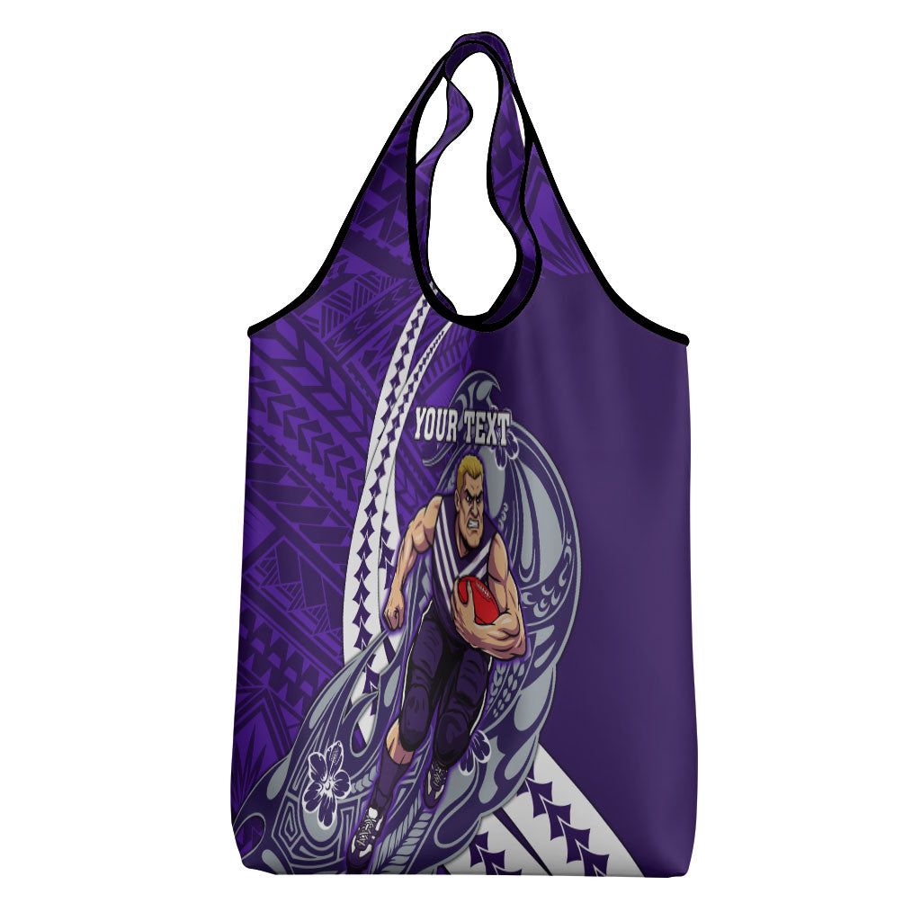 Personalized Fremantle Dockers Grocery Bag Polynesian Tribal Freo Mascot With Hibiscus Floral Art