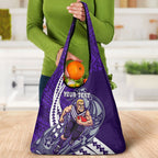 Personalized Fremantle Dockers Grocery Bag Polynesian Tribal Freo Mascot With Hibiscus Floral Art