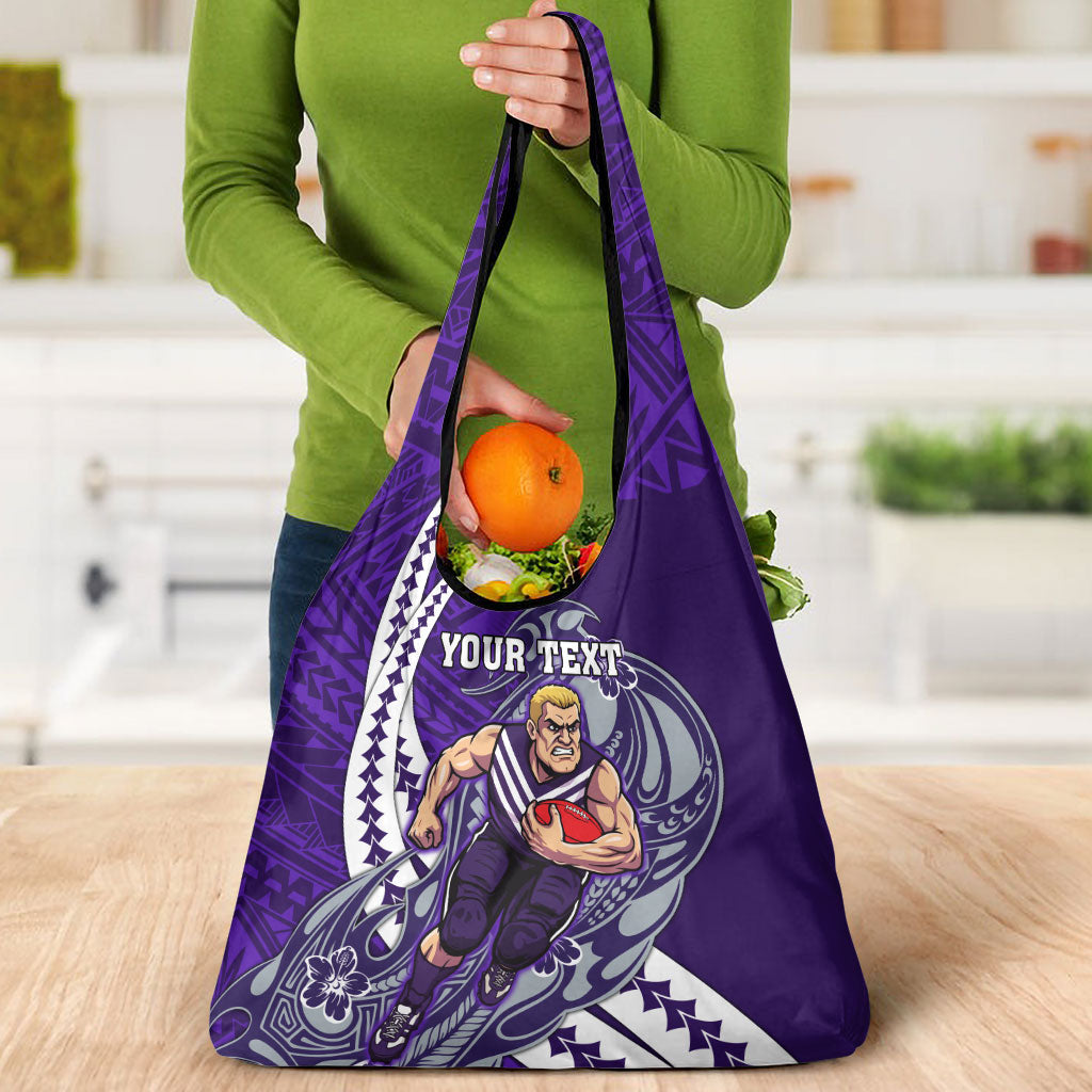 Personalized Fremantle Dockers Grocery Bag Polynesian Tribal Freo Mascot With Hibiscus Floral Art