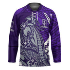 Personalized Fremantle Dockers Hockey Jersey Polynesian Tribal Freo Mascot With Hibiscus Floral Art