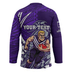 Personalized Fremantle Dockers Hockey Jersey Polynesian Tribal Freo Mascot With Hibiscus Floral Art