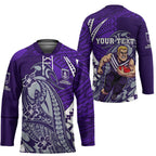 Personalized Fremantle Dockers Hockey Jersey Polynesian Tribal Freo Mascot With Hibiscus Floral Art