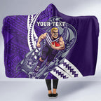 Personalized Fremantle Dockers Hooded Blanket Polynesian Tribal Freo Mascot With Hibiscus Floral Art