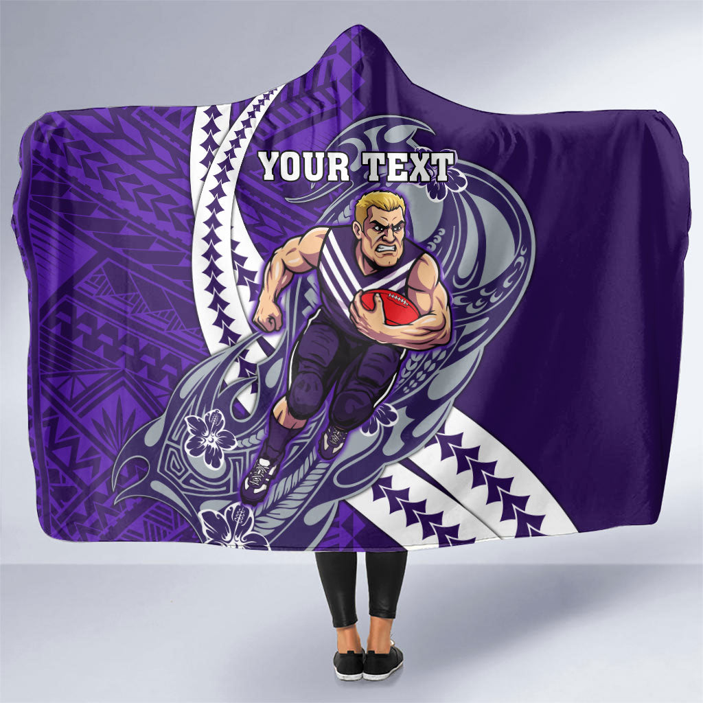 Personalized Fremantle Dockers Hooded Blanket Polynesian Tribal Freo Mascot With Hibiscus Floral Art