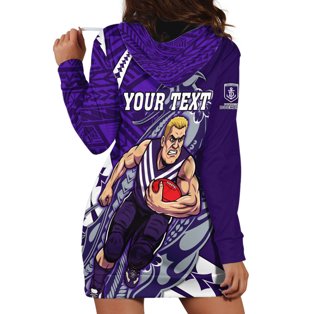 Personalized Fremantle Dockers Hoodie Dress Polynesian Tribal Freo Mascot With Hibiscus Floral Art