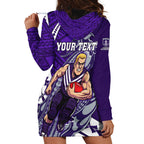 Personalized Fremantle Dockers Hoodie Dress Polynesian Tribal Freo Mascot With Hibiscus Floral Art