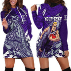 Personalized Fremantle Dockers Hoodie Dress Polynesian Tribal Freo Mascot With Hibiscus Floral Art