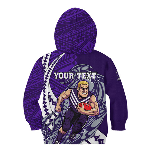 Personalized Fremantle Dockers Kid Hoodie Polynesian Tribal Freo Mascot With Hibiscus Floral Art