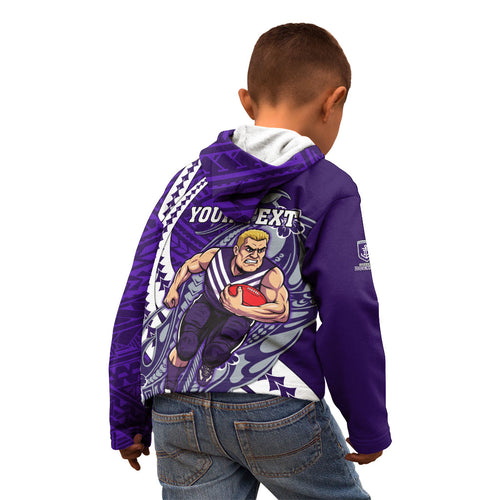 Personalized Fremantle Dockers Kid Hoodie Polynesian Tribal Freo Mascot With Hibiscus Floral Art