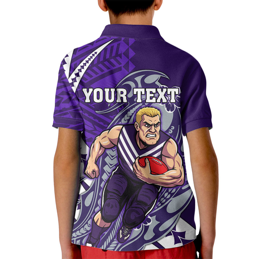 Personalized Fremantle Dockers Kid Polo Shirt Polynesian Tribal Freo Mascot With Hibiscus Floral Art