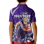 Personalized Fremantle Dockers Kid Polo Shirt Polynesian Tribal Freo Mascot With Hibiscus Floral Art