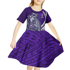Personalized Fremantle Dockers Kid Short Sleeve Dress Polynesian Tribal Freo Mascot With Hibiscus Floral Art