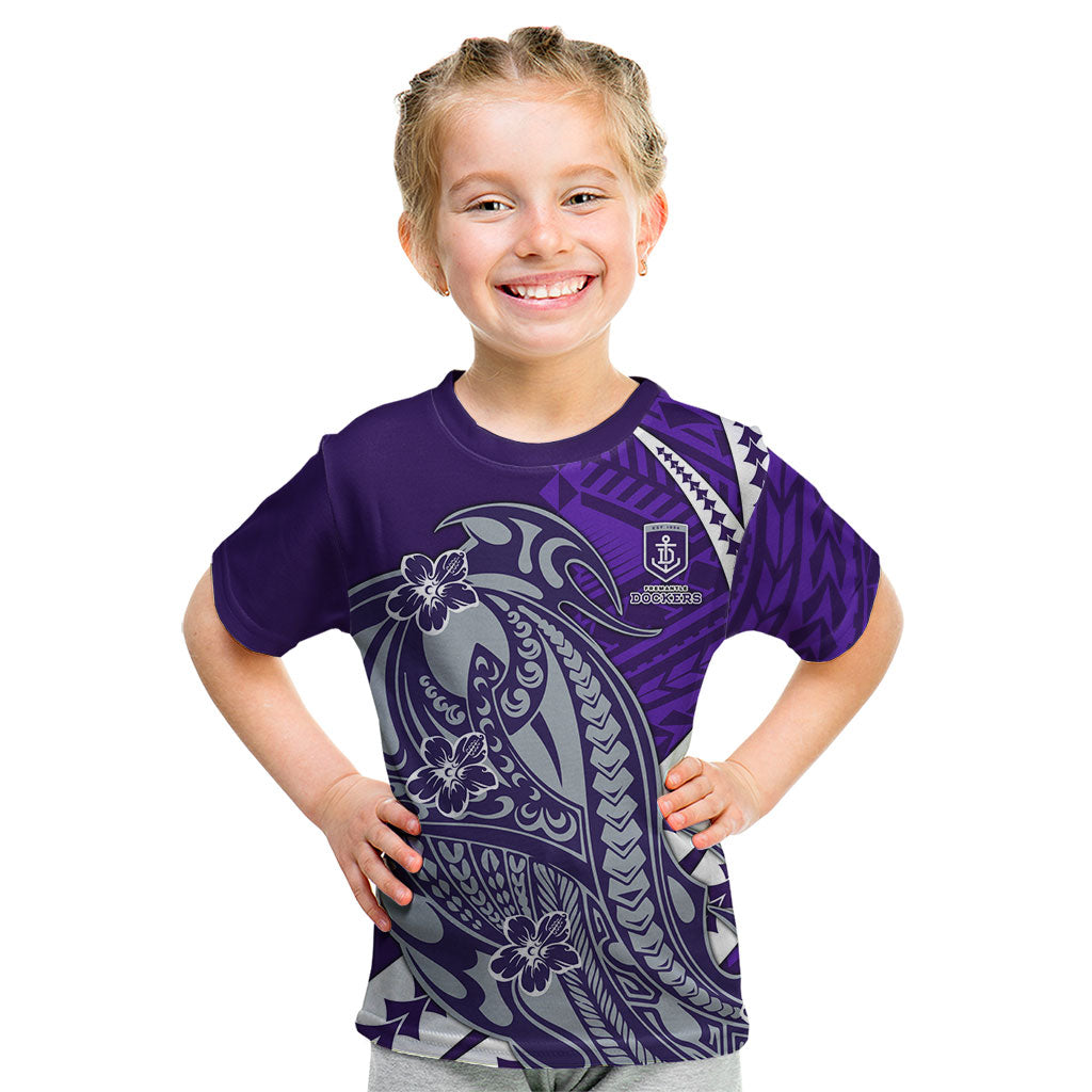 Personalized Fremantle Dockers Kid T Shirt Polynesian Tribal Freo Mascot With Hibiscus Floral Art