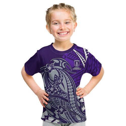 Personalized Fremantle Dockers Kid T Shirt Polynesian Tribal Freo Mascot With Hibiscus Floral Art
