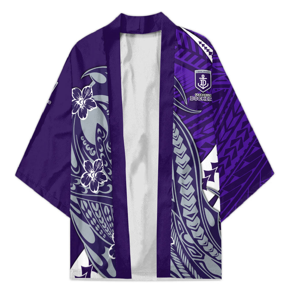 Personalized Fremantle Dockers Kimono Polynesian Tribal Freo Mascot With Hibiscus Floral Art