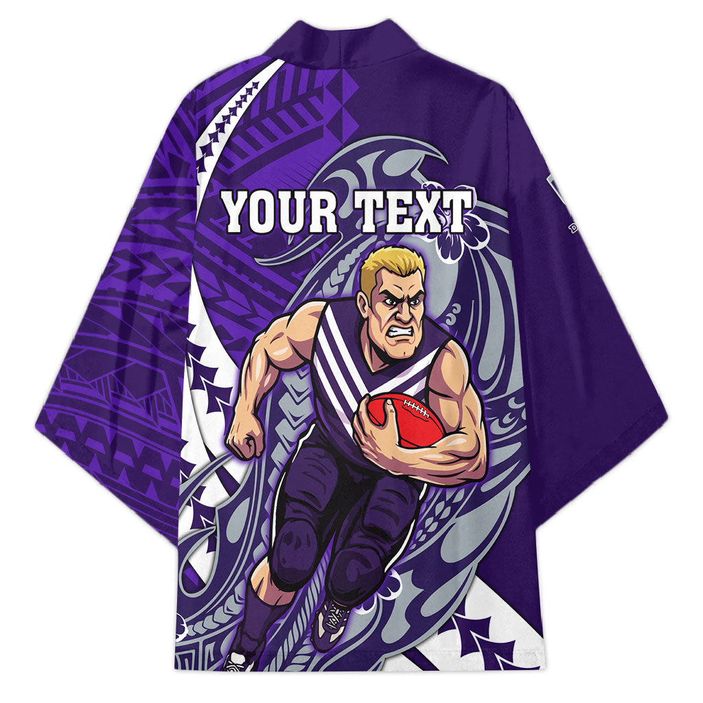 Personalized Fremantle Dockers Kimono Polynesian Tribal Freo Mascot With Hibiscus Floral Art