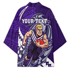Personalized Fremantle Dockers Kimono Polynesian Tribal Freo Mascot With Hibiscus Floral Art