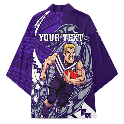 Personalized Fremantle Dockers Kimono Polynesian Tribal Freo Mascot With Hibiscus Floral Art