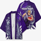 Personalized Fremantle Dockers Kimono Polynesian Tribal Freo Mascot With Hibiscus Floral Art