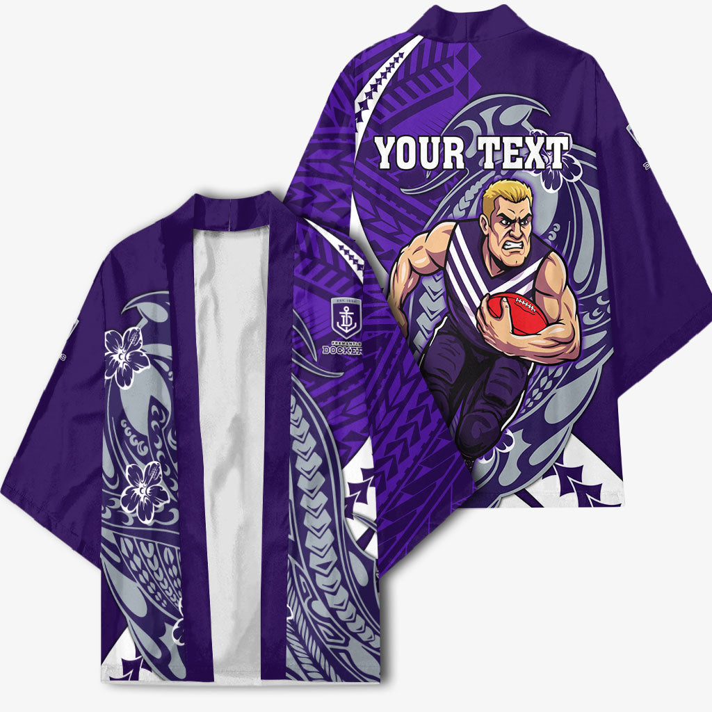 Personalized Fremantle Dockers Kimono Polynesian Tribal Freo Mascot With Hibiscus Floral Art