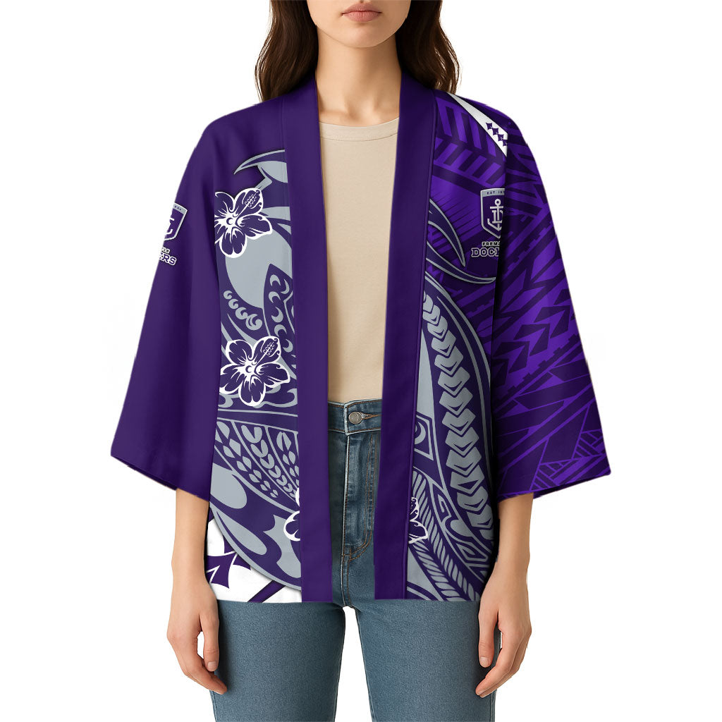 Personalized Fremantle Dockers Kimono Polynesian Tribal Freo Mascot With Hibiscus Floral Art