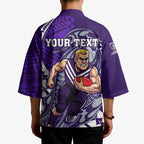 Personalized Fremantle Dockers Kimono Polynesian Tribal Freo Mascot With Hibiscus Floral Art