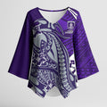 Personalized Fremantle Dockers Kimono Sleeve Blouse Polynesian Tribal Freo Mascot With Hibiscus Floral Art