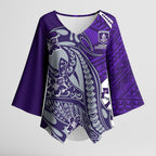 Personalized Fremantle Dockers Kimono Sleeve Blouse Polynesian Tribal Freo Mascot With Hibiscus Floral Art