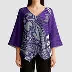 Personalized Fremantle Dockers Kimono Sleeve Blouse Polynesian Tribal Freo Mascot With Hibiscus Floral Art