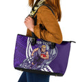 Personalized Fremantle Dockers Leather Tote Bag Polynesian Tribal Freo Mascot With Hibiscus Floral Art