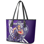 Personalized Fremantle Dockers Leather Tote Bag Polynesian Tribal Freo Mascot With Hibiscus Floral Art