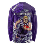 Personalized Fremantle Dockers Long Sleeve Shirt Polynesian Tribal Freo Mascot With Hibiscus Floral Art