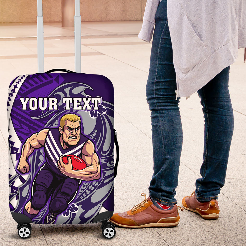 Personalized Fremantle Dockers Luggage Cover Polynesian Tribal Freo Mascot With Hibiscus Floral Art